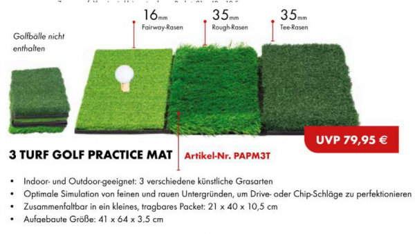 "Start ins neue Jahr Aktion" Bundle 4 IN 1 CHIPPING NET + 3 Turf Golf Mat + Deluxe Putting Mat  Golftech   