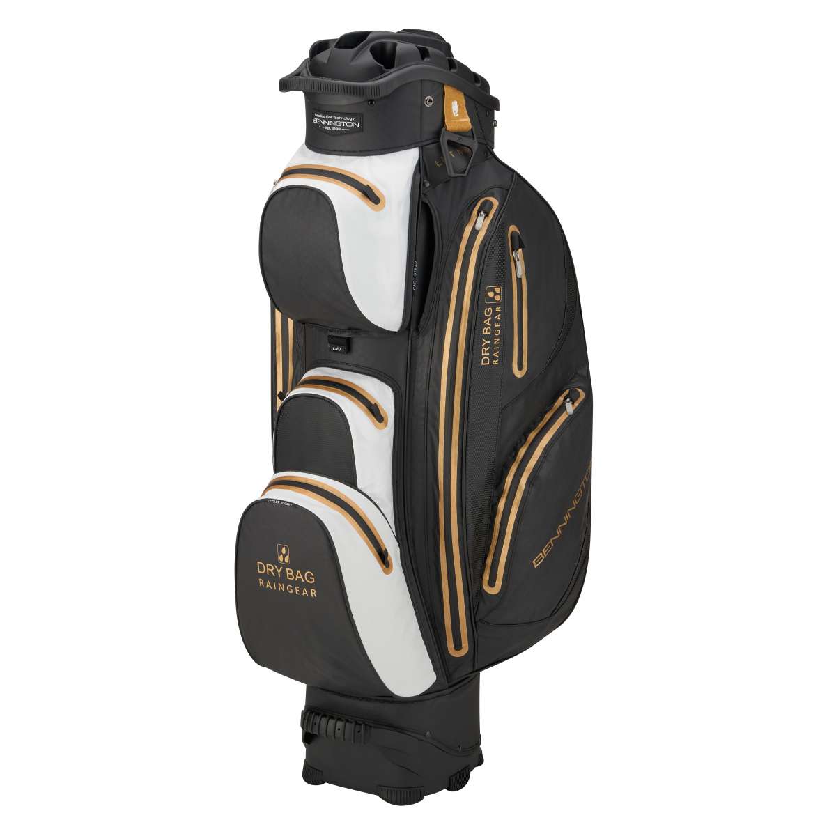 Bennington QO14 Waterresistant Cartbag  Bennington Golf Black/White/Gold  