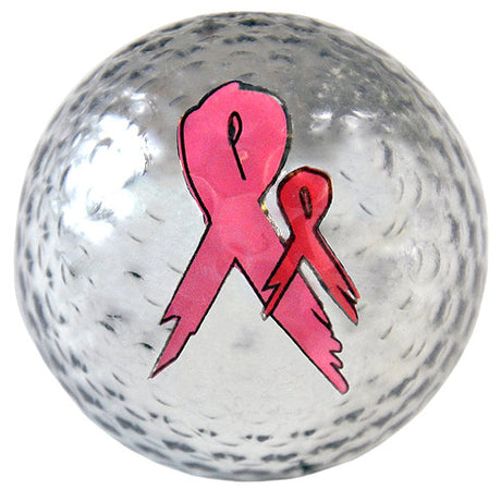 Metallic Bling 3er Pack Golfbälle "Pink Ribbon silber"  around-golf   