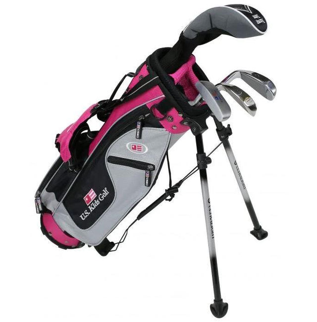 U.S. Kids 2016 Ultralight 42 4-Club Stand Bag Set Graphit Silber/Schwaz/Pink Bag  US Kids Golf   