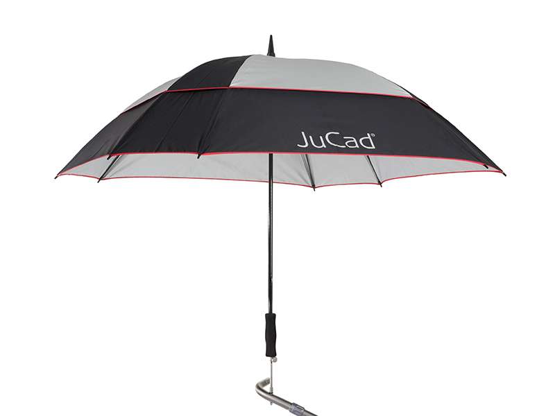 JuCad Teleskop-Golfschirm Windproof mit Schirmstift  Jucad Golf Schwarz-Silber-Rot  