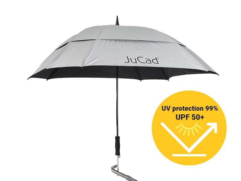 JuCad Teleskop-Golfschirm Windproof mit Schirmstift  Jucad Golf Silber (UV-Schutz)  