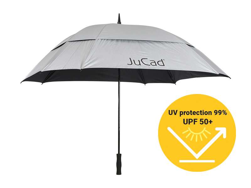 JuCad Schirm Windproof ohne Schirmstift  Jucad Golf Silber (UV-Schutz)  