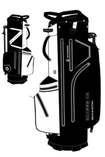 Bennington Golf CLIPPO 14 Waterproof Carrybag  Bennington Golf Black/White/Grey/Red  