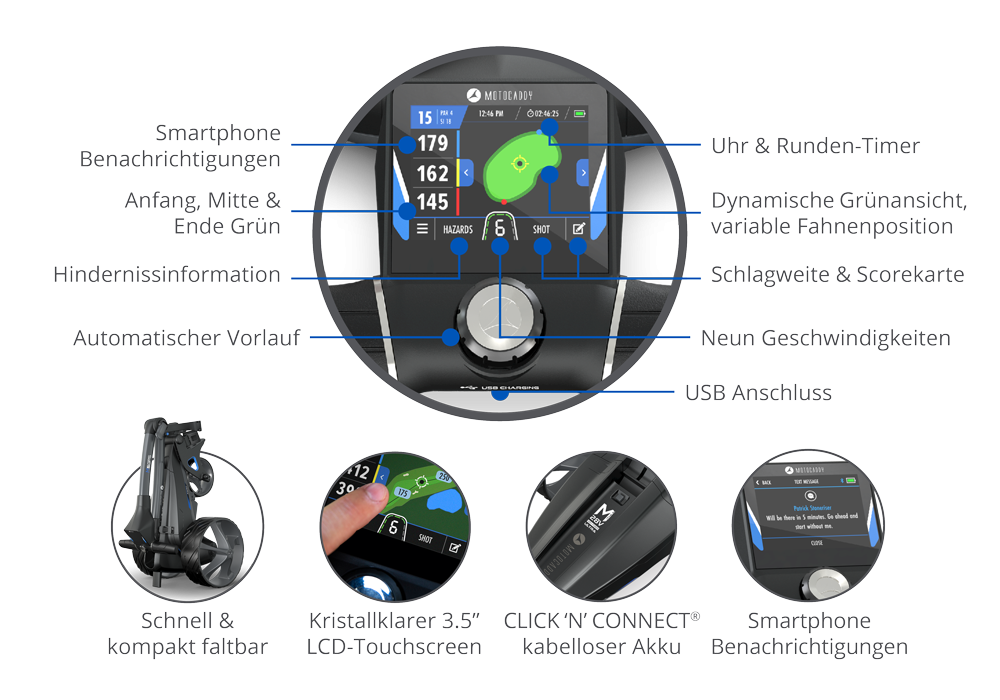 Motocaddy M5 GPS Elektrotrolley Golftrolley Elektrisch Motocaddy Golf   