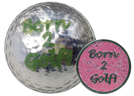 Navika Geschenkset Golfball und Marker "Born2Golf silber"  around-golf   