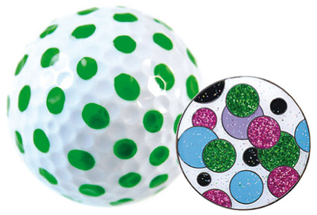 Navika Geschenkset Golfball und Marker "Polka Dot grün"  around-golf   