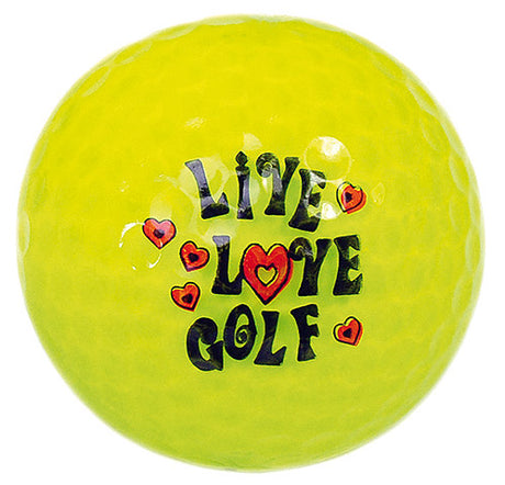 Designer-Golfbälle 3er Pack "Live Love Golf neon-gelb"  around-golf   